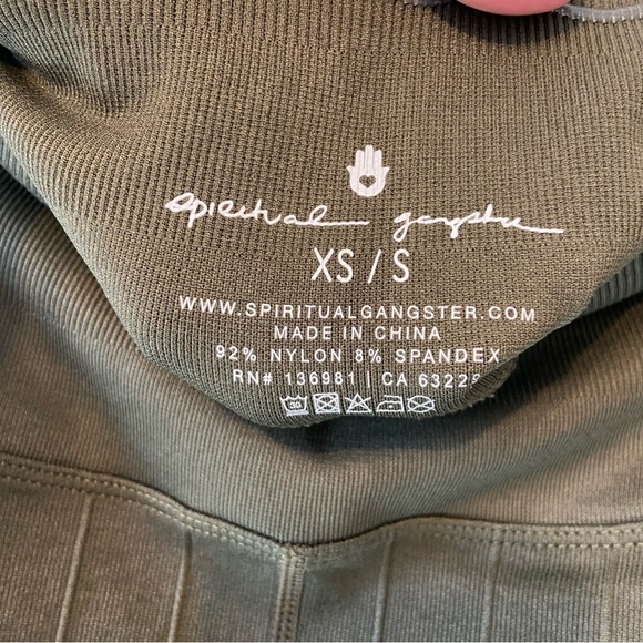 NWTs Spiritual Gangster | Women’s Green Amara Wide Rim Knit Bicycle Shorts S/XS - Picture 6 of 14